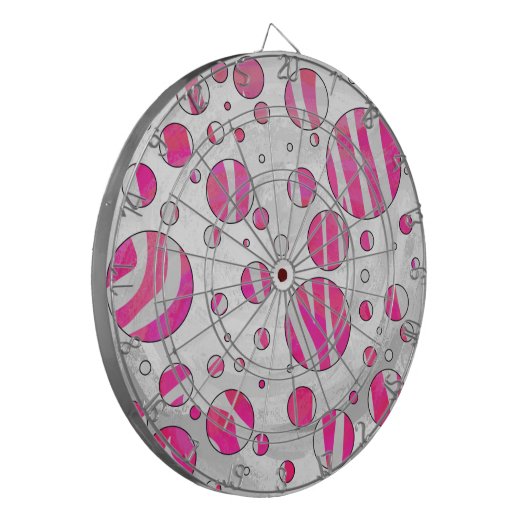 Hot-Roze en White Zebra Polka Dots Dartbord (Voorkant Links)