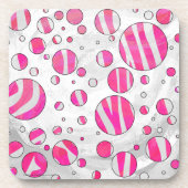 Hot-Roze en White Zebra Polka Dots Drankjes Onderzetter (Voorkant)