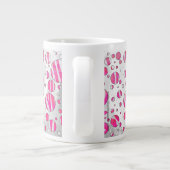 Hot-Roze en White Zebra Polka Dots Grote Koffiekop (Achterkant)