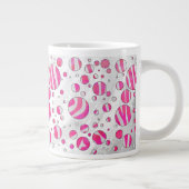 Hot-Roze en White Zebra Polka Dots Grote Koffiekop (Rechts)