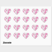 Hot-Roze en White Zebra Polka Dots Hart Sticker (Vel)