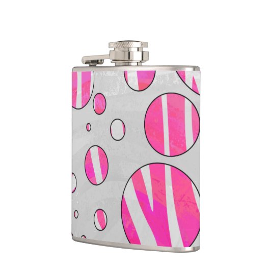 Hot-Roze en White Zebra Polka Dots Heupfles (Links)