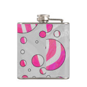 Hot-Roze en White Zebra Polka Dots Heupfles (Achterkant)