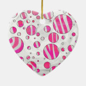 Hot-Roze en White Zebra Polka Dots Keramisch Ornament (Achterkant)