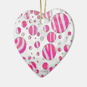 Hot-Roze en White Zebra Polka Dots Keramisch Ornament (Links)
