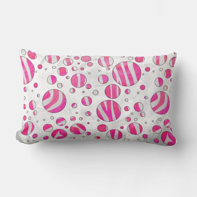 Hot-Roze en White Zebra Polka Dots Kussen (Voorkant)