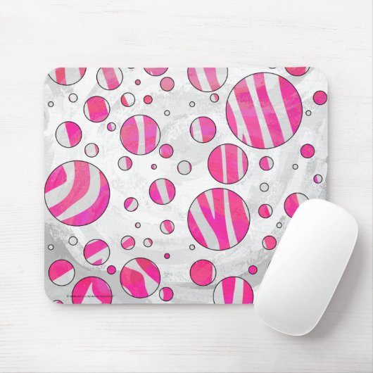 Hot-Roze en White Zebra Polka Dots Muismat (Met muis)