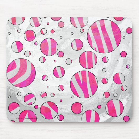 Hot-Roze en White Zebra Polka Dots Muismat (Voorkant)