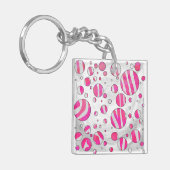 Hot-Roze en White Zebra Polka Dots Sleutelhanger (Voorkant Links)