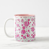 Hot-Roze en White Zebra Polka Dots Tweekleurige Koffiemok (Links)