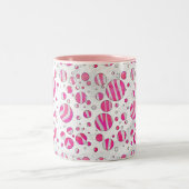 Hot-Roze en White Zebra Polka Dots Tweekleurige Koffiemok (Center)