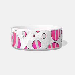 Hot-Roze en White Zebra Polka Dots Voerbakje