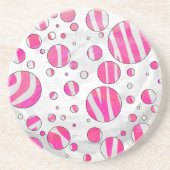 Hot-Roze en White Zebra Polka Dots Zandsteen Onderzetter (Voorkant)