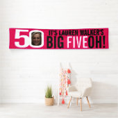 Hot roze en wit 50ste verjaardag Banner (Insitu)