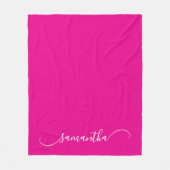 Hot Roze en Wit Classy Curved Swash Handtekening Fleece Deken (Voorkant)