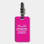 Hot Roze en Wit Eenvoudige Drie Letter Monogram Bagagelabel (Voorkant verticaal)