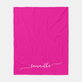 Hot Roze en Wit Eenvoudige Swash Handtekening Naam Fleece Deken (Voorkant)