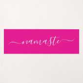 Hot Roze en Wit Elegant Script Namaste Yogamat (Voorkant (horizontaal))