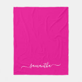 Hot Roze en Wit Elegant Swash Handtekening Naam Fleece Deken (Voorkant)