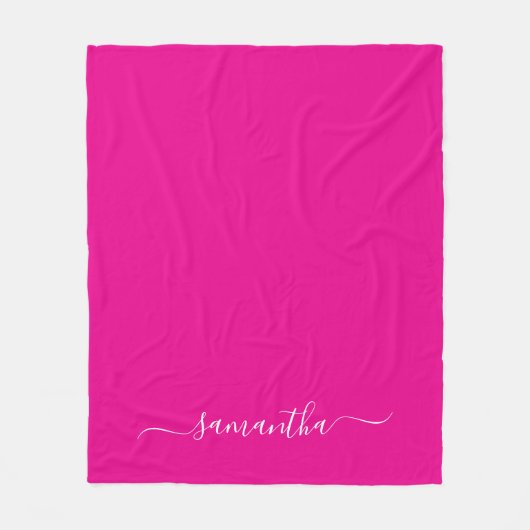 Hot Roze en Wit Elegant Swash Handtekening Naam Fleece Deken (Voorkant)