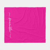 Hot Roze en Wit Elegant Swash Handtekening Naam Fleece Deken (Voorkant (Horizontaal))