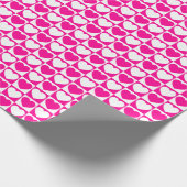 Hot-roze en wit geborduurd patroon met hart cadeaupapier (Hoek)