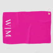 Hot Roze en Wit Gepersonaliseerde Golf Handdoek (Horizontaal)