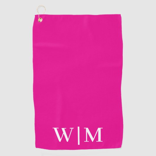 Hot Roze en Wit Gepersonaliseerde Golf Handdoek (Voorkant)