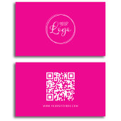 Hot Roze en Wit Logo Minimalistische QR-code Visitekaartje