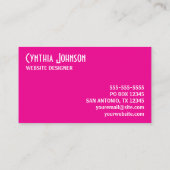 Hot Roze en Wit Retro Bold Visitekaartje (Achterkant)