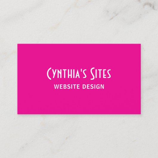Hot Roze en Wit Retro Bold Visitekaartje (Voorkant)