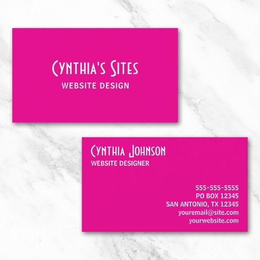 Hot Roze en Wit Retro Bold Visitekaartje