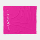 Hot Roze en Wit Schattigee Handtekening Naam Fleece Deken (Voorkant (Horizontaal))