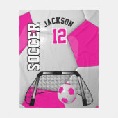 Hot-roze en wit Voetbal met DIY-tekst Fleece Deken (Voorkant)