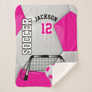 Hot-roze en wit Voetbal met DIY-tekst Sherpa Deken