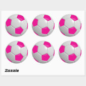Hot-roze en wit Voetbal Ronde Sticker (Vel)