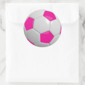 Hot-roze en wit Voetbal Ronde Sticker (Tas)