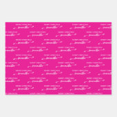 Hot Roze en Wit Vrolijk Kerstfeest Schattigee Boog Inpakpapier Vel (Voorkant)