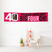 Hot-roze en witte 40e verjaardag banner (Insitu)