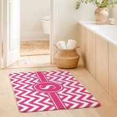 Hot roze en witte Chevron monogram Badmat