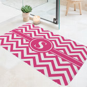 Hot roze en witte Chevron monogram Badmat