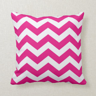 Hot-roze en witte Chevron Stripes Kussen