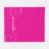 Hot Roze en Witte Curly Handtekening Naam Fleece Deken (Voorkant (Horizontaal))
