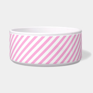 Hot-roze en witte diagonaal-strepes voerbakje