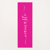 Hot Roze en Witte Elegante Script Namaste Yogamat (Voorkant)
