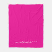 Hot Roze en Witte Girly Handtekening Naam Fleece Deken (Voorkant)
