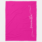 Hot Roze en Witte Girly Swash Handtekening Naam Fleece Deken (Voorkant)