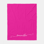 Hot Roze en Witte Girly Swash Handtekening Naam Fleece Deken (Voorkant)