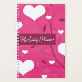 Hot roze en witte harten planner