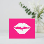Hot-roze en witte lipstick briefkaart (Staand voorkant)
